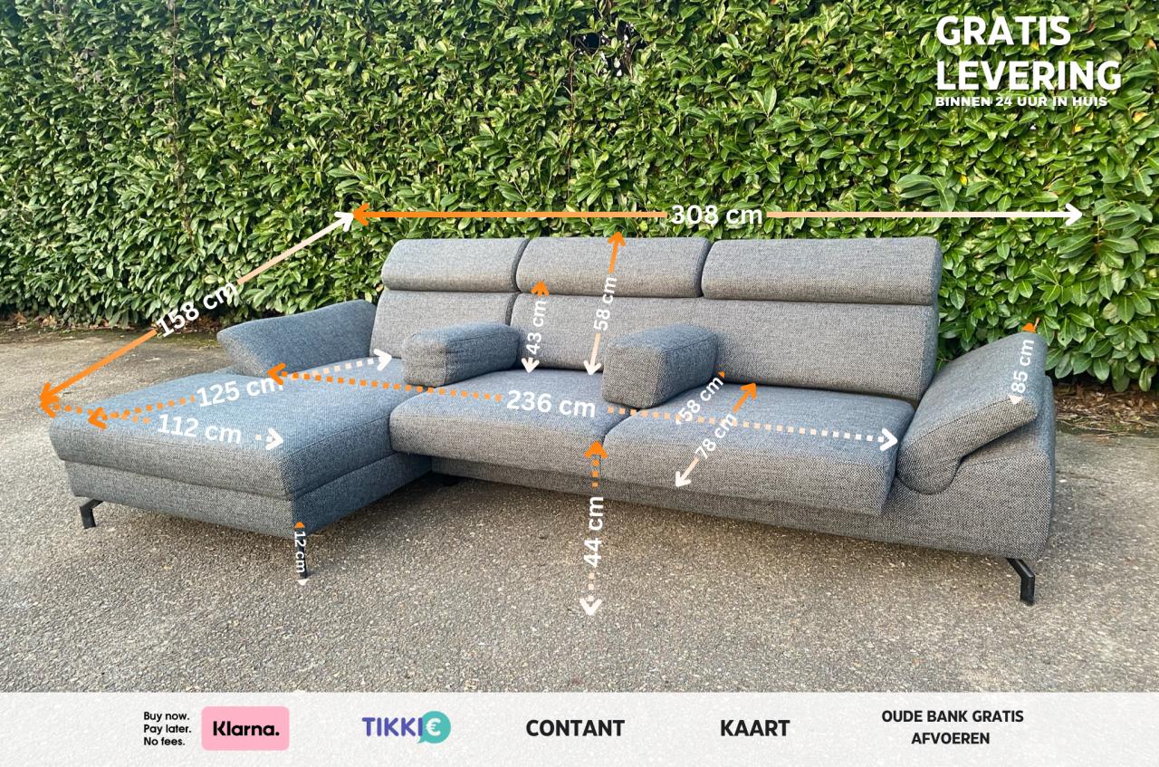 Montel Grijze Hoekbank met uitschuifbare zitvlakken- Gratis Levering NL 🛋️