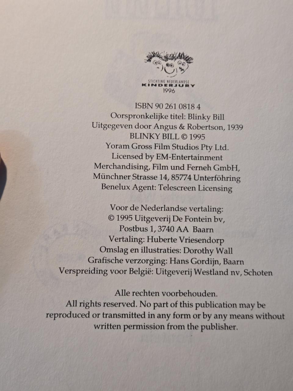 Vintage hardcover editie van  kinderboek Blinky Bill 1995
