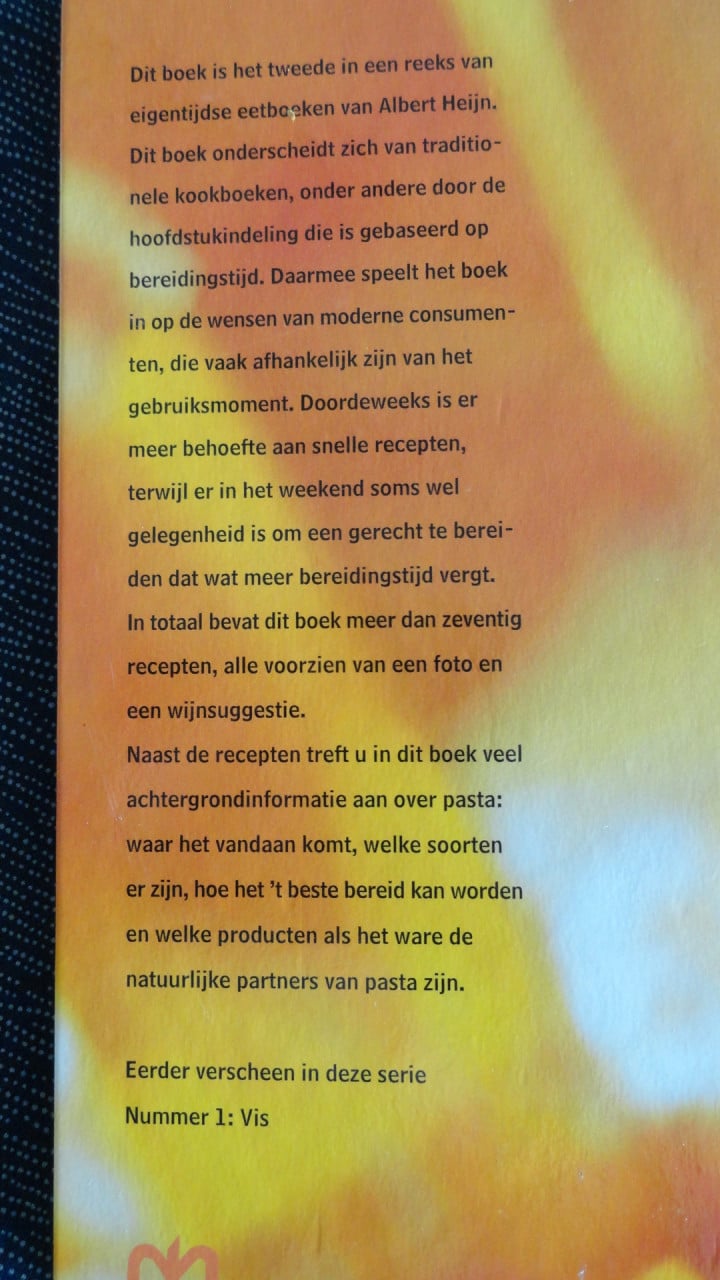 Pasta – AH eetboekenreeks -NIEUW Auteur: Janny van der Lee-van der Heijden