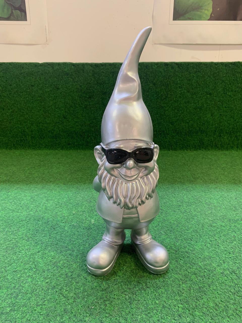 Oranje tuinkabouter met zonnebril - 41cm - tuindecoratie