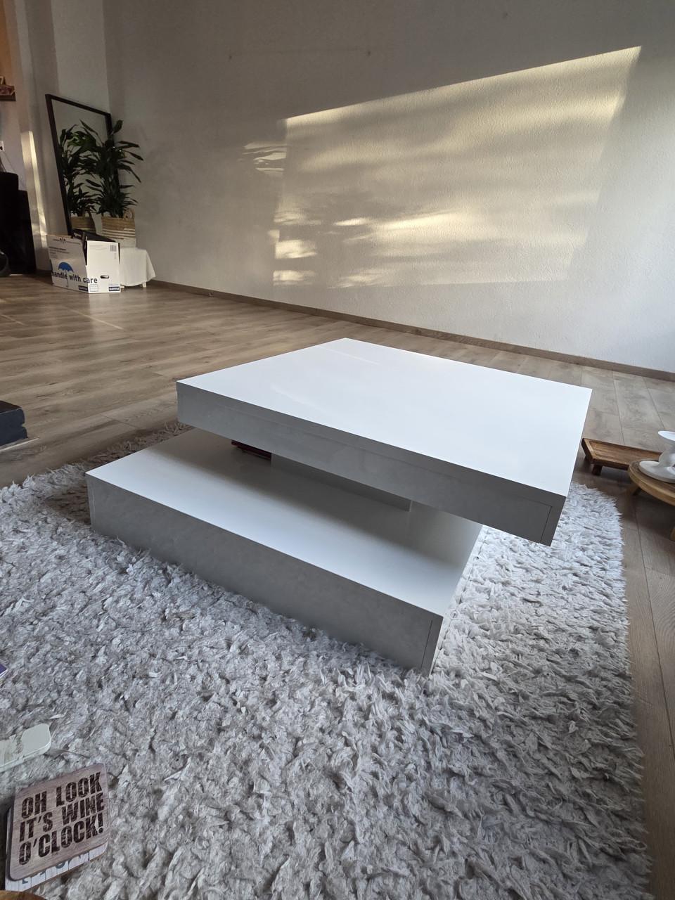 Witte salontafel met draaibaar bovenblad - Modern design