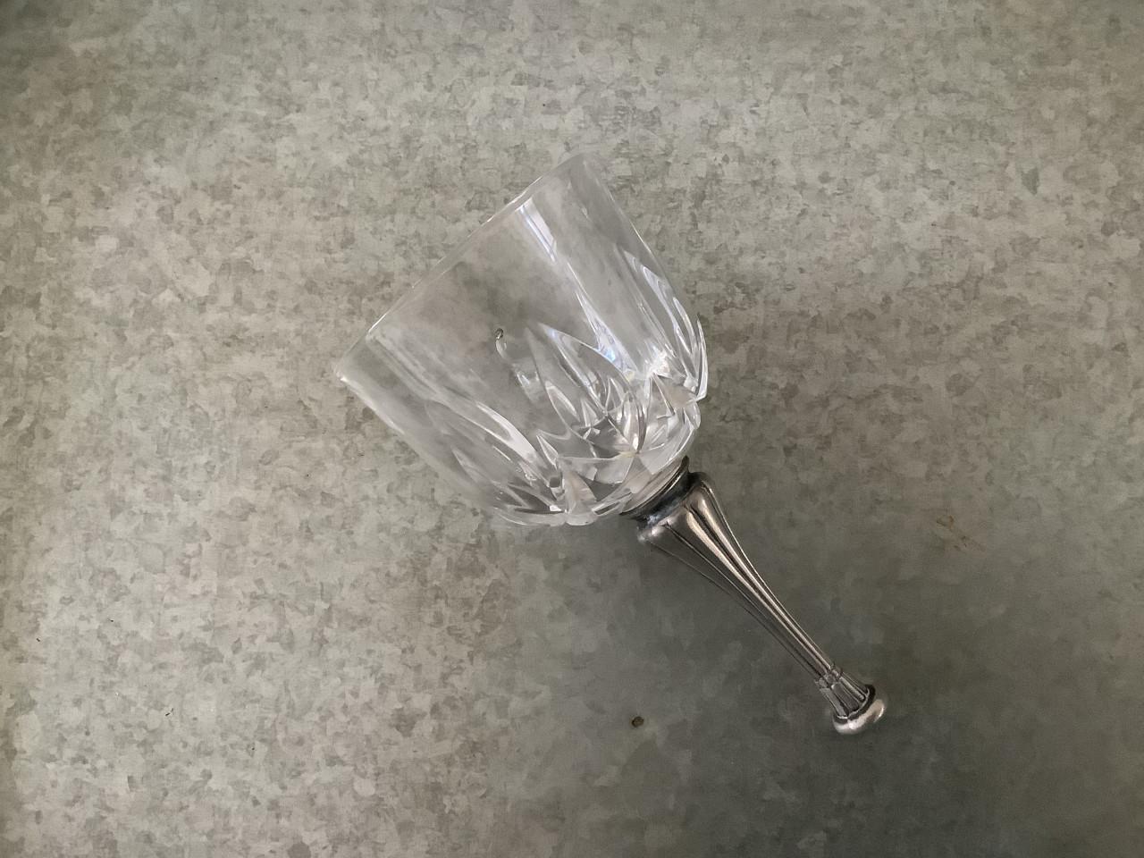 Prachtige Kristallen Tafelbel met Tinnen Handvat