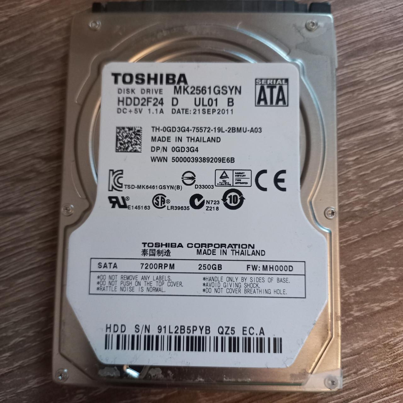 Toshiba 250GB HDD 7200rpm 2x