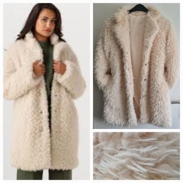 Fake fur ecru / beige bontjas Maat M