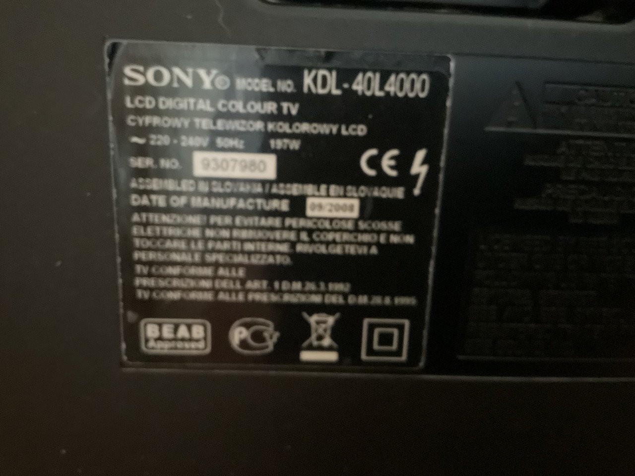 Sony bravia televisie
