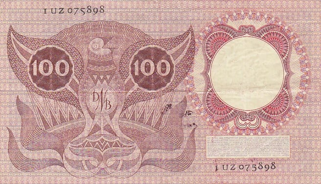 Biljet Nederland 100 Gulden 1953 Erasmus
