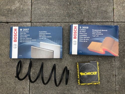 Schroefveer + toplager tbv Polo / Ibiza / Fabia + lucht / interieur filters