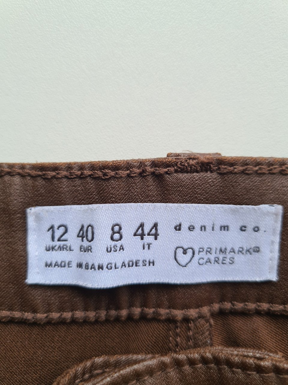 Donkerbruine PU leren broek van Denim&Co  Maat L