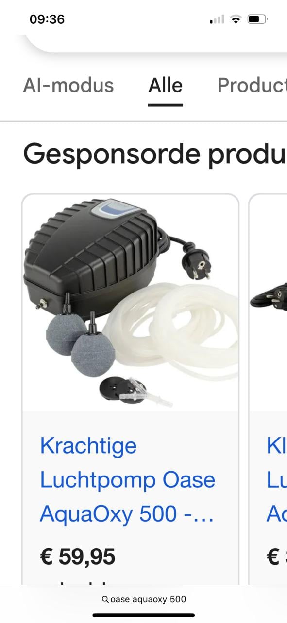 Te koop vijverbeluchtings pomp aqua oxy 500 nieuw