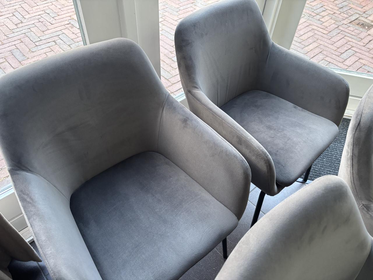 Vtwonen eetkamerstoelen fluweel antraciet