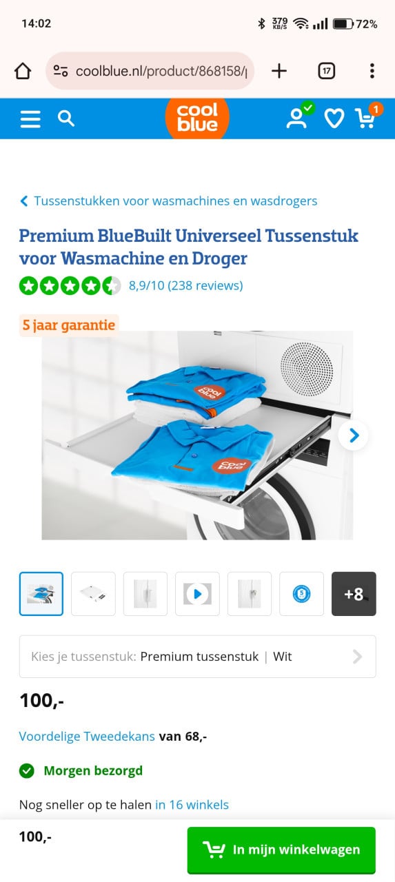 Premium BlueBuilt Universeel Tussenstuk voor Wasmachine en Droger