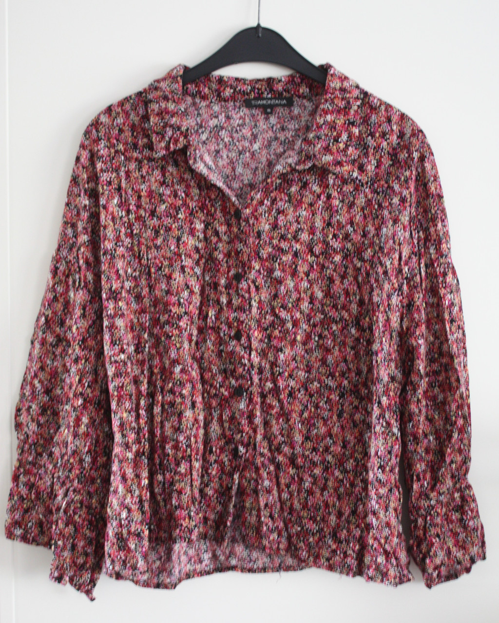 Blouse rozrrood gespikkeld maat 46