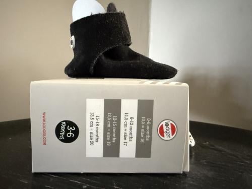 Lodger leren babyslofjes (jongens/meisjes) zwart, maat 16