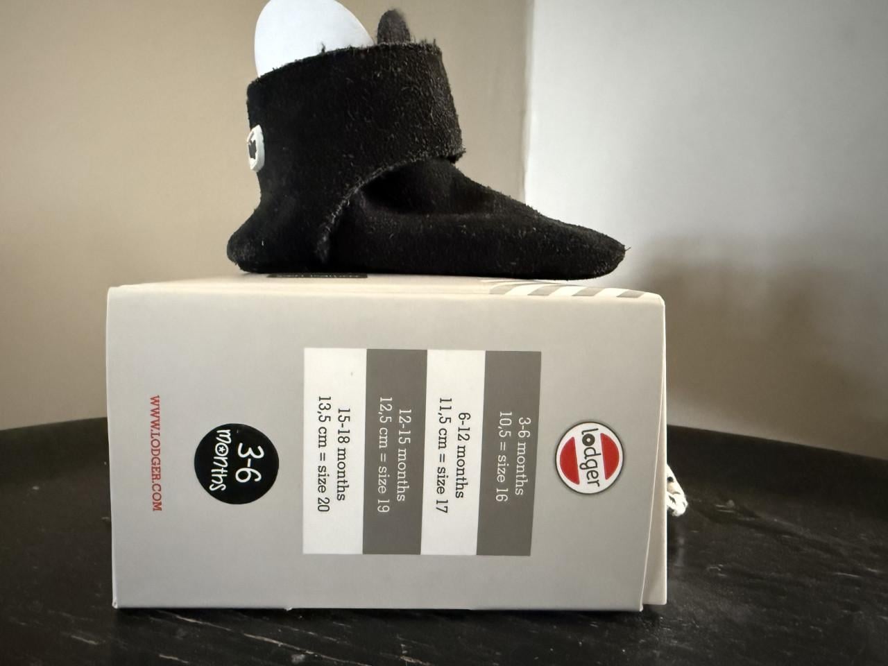 Lodger leren babyslofjes (jongens/meisjes) zwart, maat 16