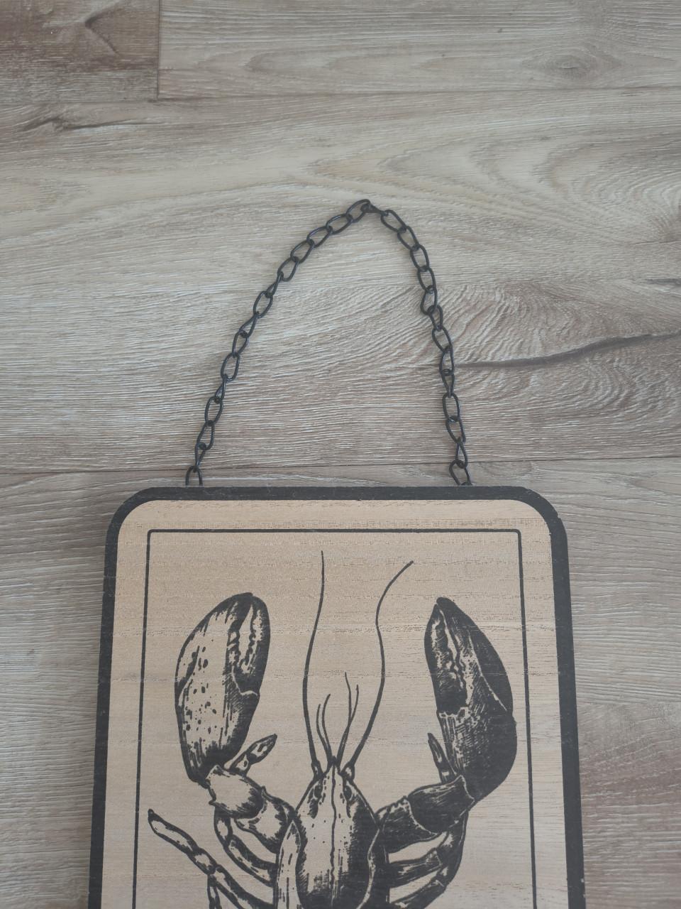Prachtige houten kreeft hanger, houten bord keuken kreeft.