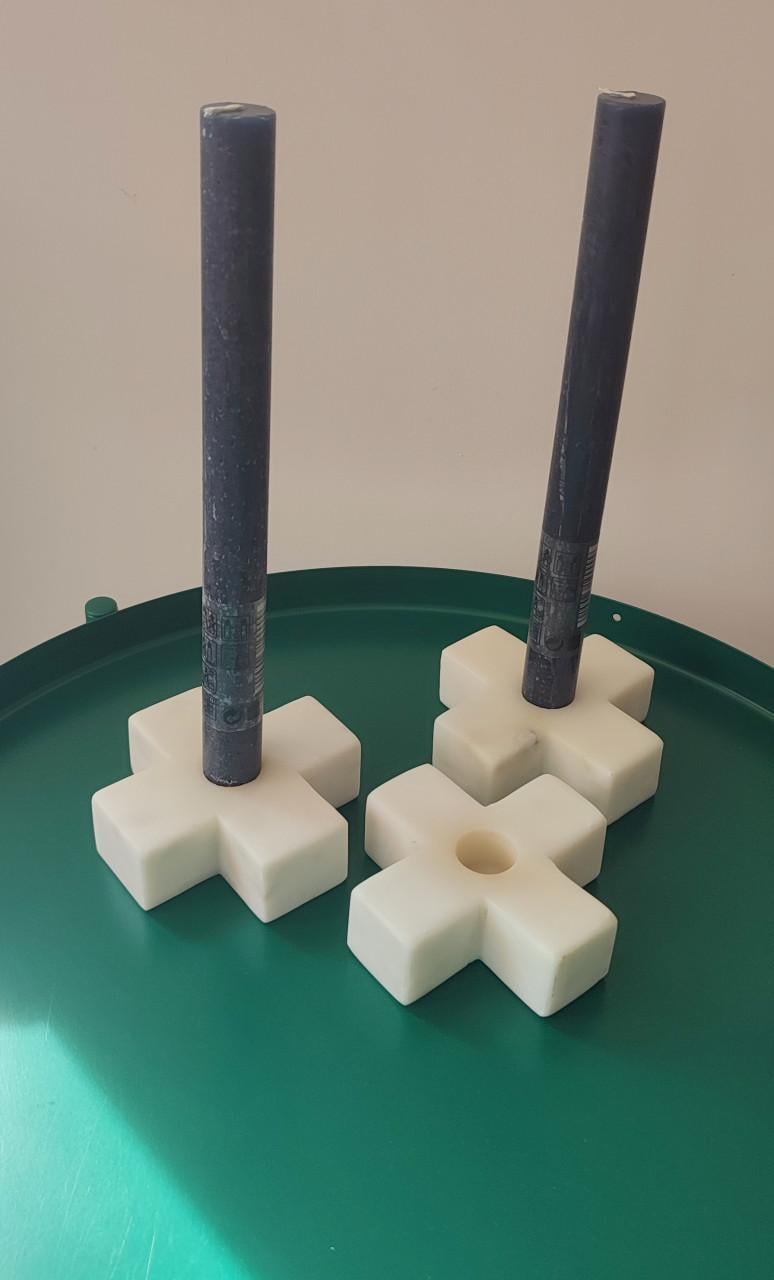 HK Living Marmeren kandelaar - 4 st, met 4 lange kaars inbegrepen = €16