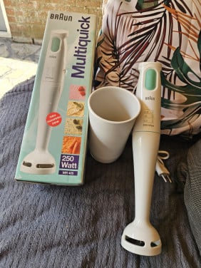 Zgan vintage Braun MultiQuick staafmixer met Mixbeker in de doos