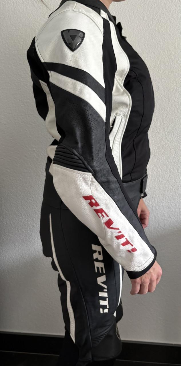 REV’IT dames motorpak 2-delig – jas 42 / broek 40 – leer (ook los te koop)