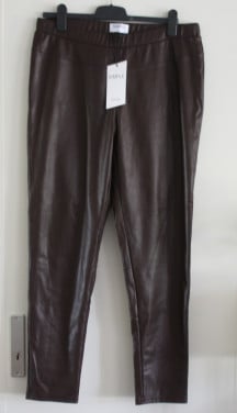 Nieuwe zwarte lederlook broek bruin paars maat xxl
