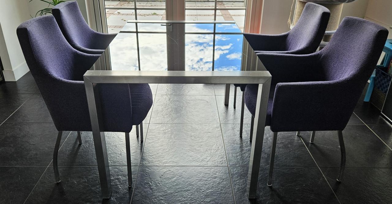 Bony Design Eettafel, RVS met zwart glas