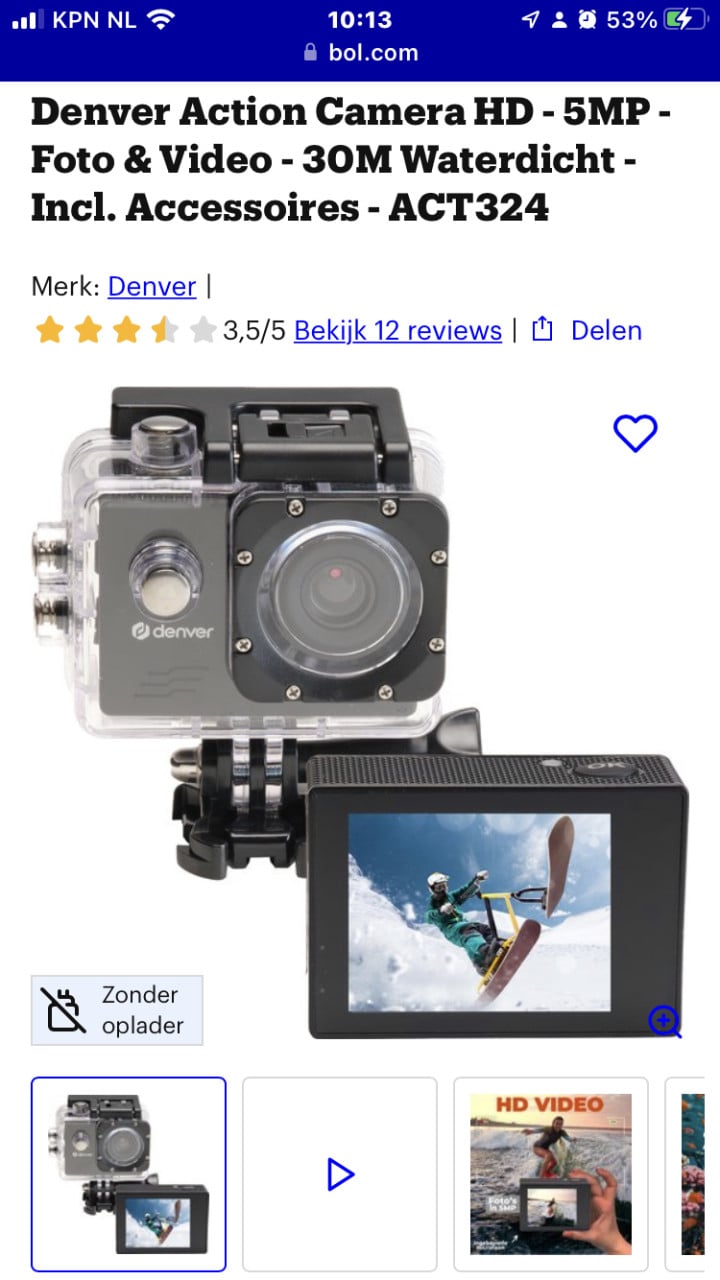 Denver Action Camera - gopro 5MP - Foto & Video - 30M Waterdicht - ACT324