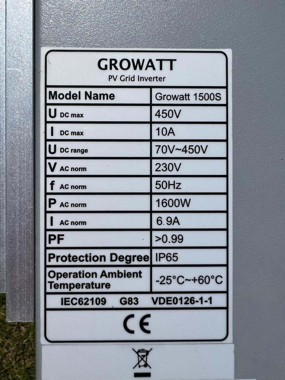 Growatt 1500S PV Grid omvormer
