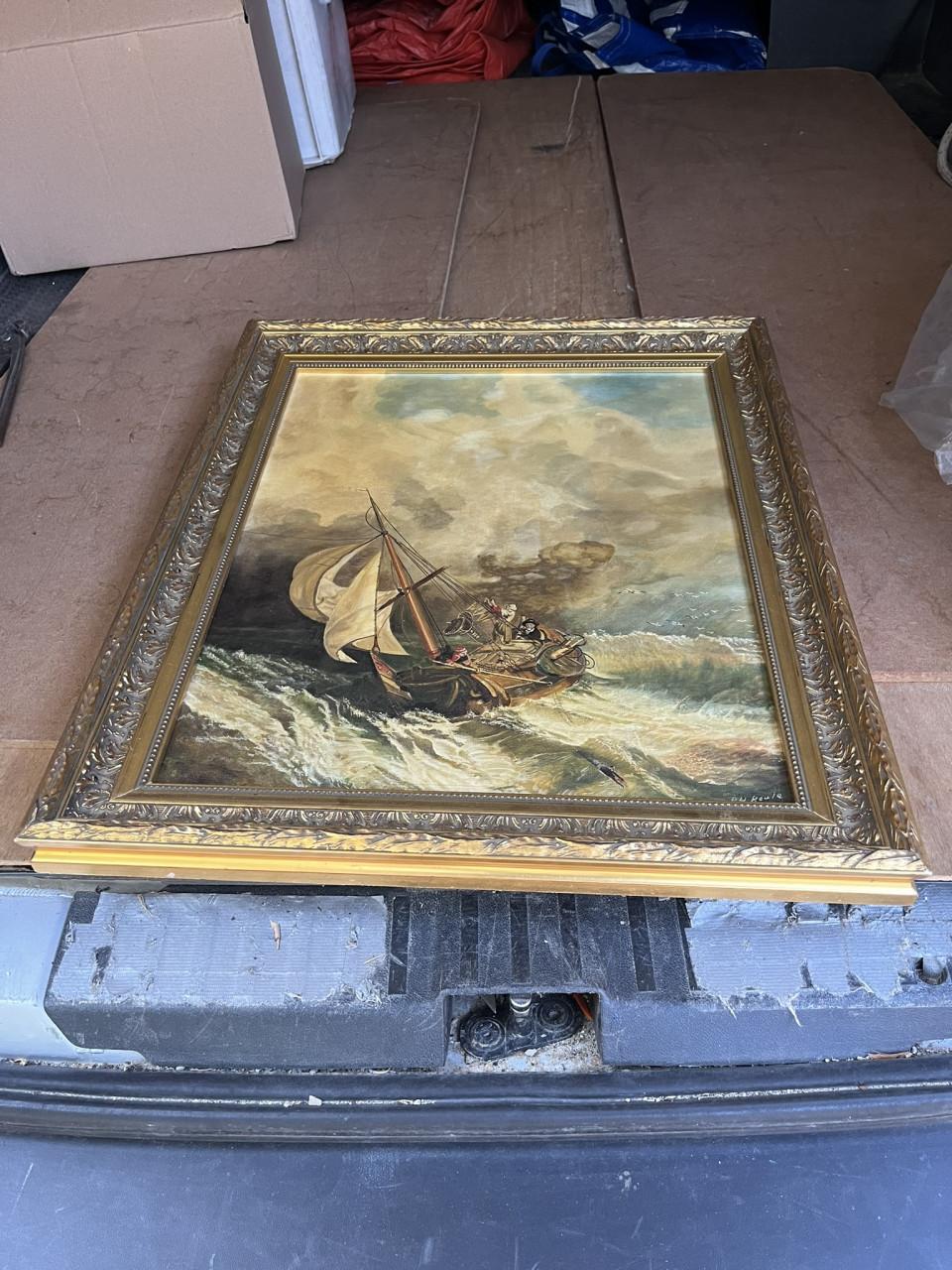 Schilderij " op de doggersbank" met mooie lijst