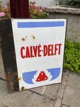 Emaille reclamebord Calve Delft