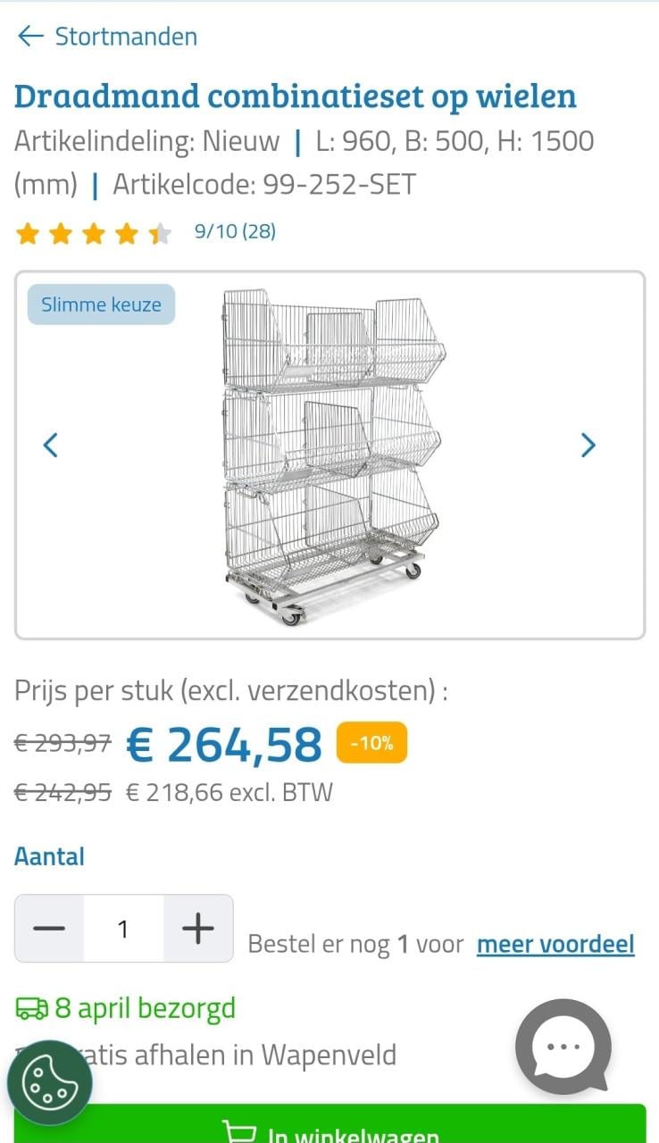 Draadmand, stelling, vakkenkast, winkeldisplay winkel, magazijn of garage.