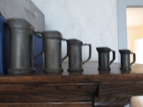 Tinnen maatbeker set