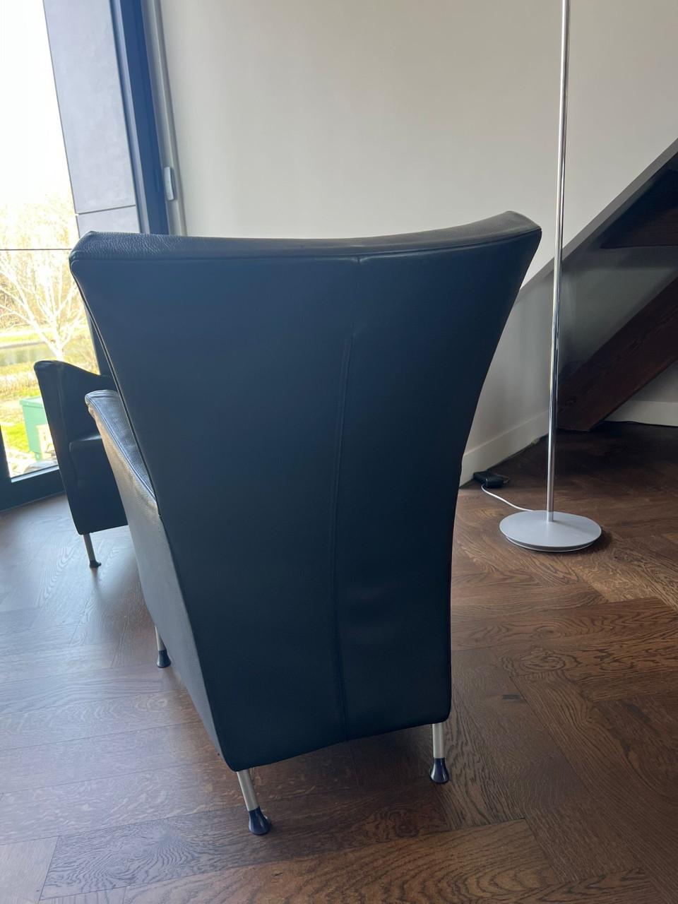 2x Montis Windy fauteuil zwart leer in nette staat