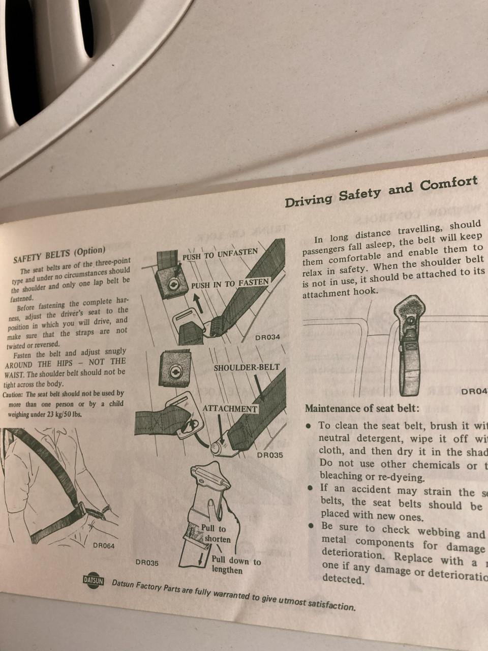 Instructieboekje Datsun 100A  1971