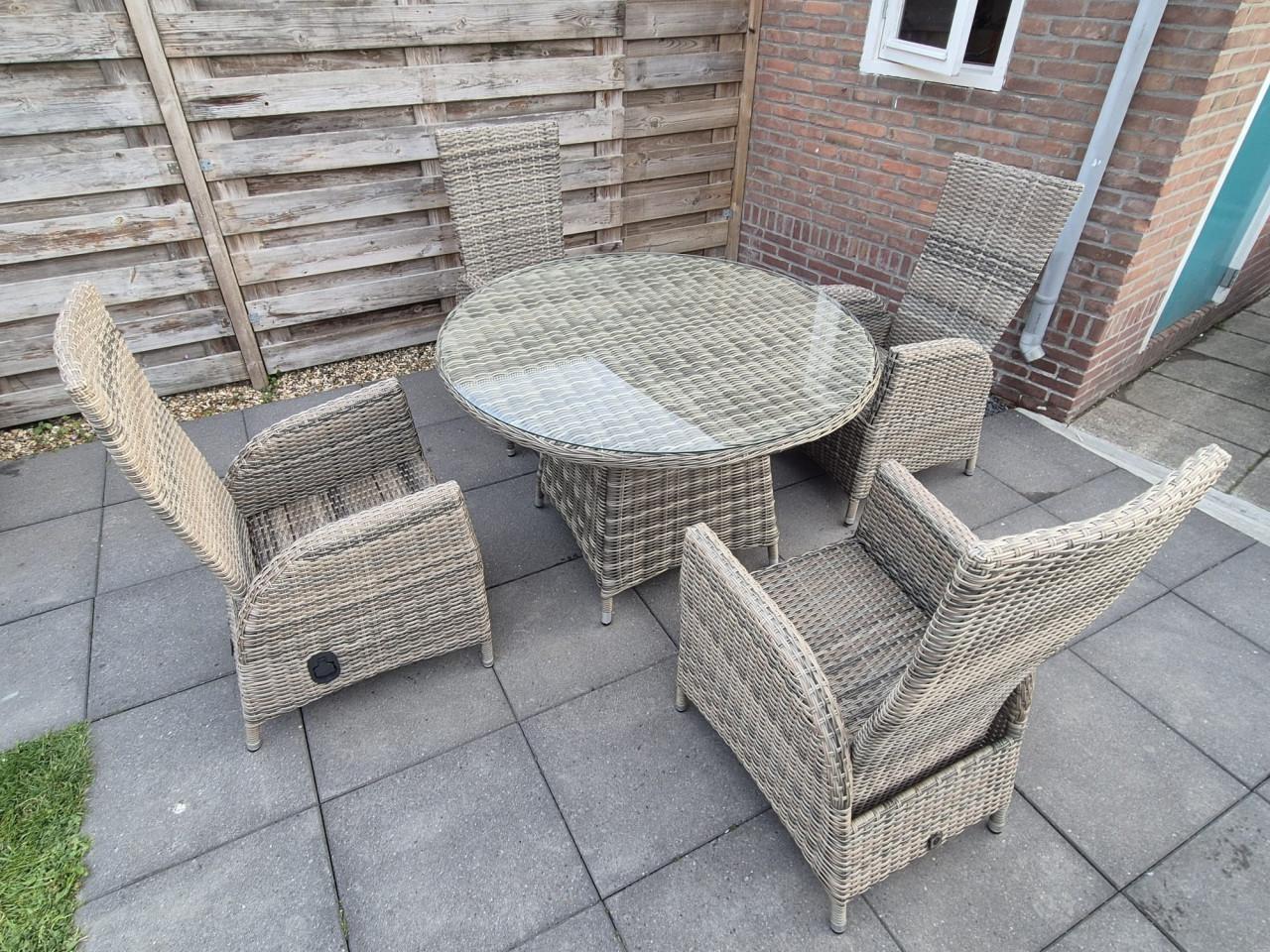 Tuinset verstelbare stoelen + 120 cm Nieuwe Tafel (Bezorging mogelijk)