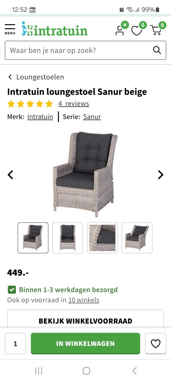 Kantelbare tuinstoelen intratuin