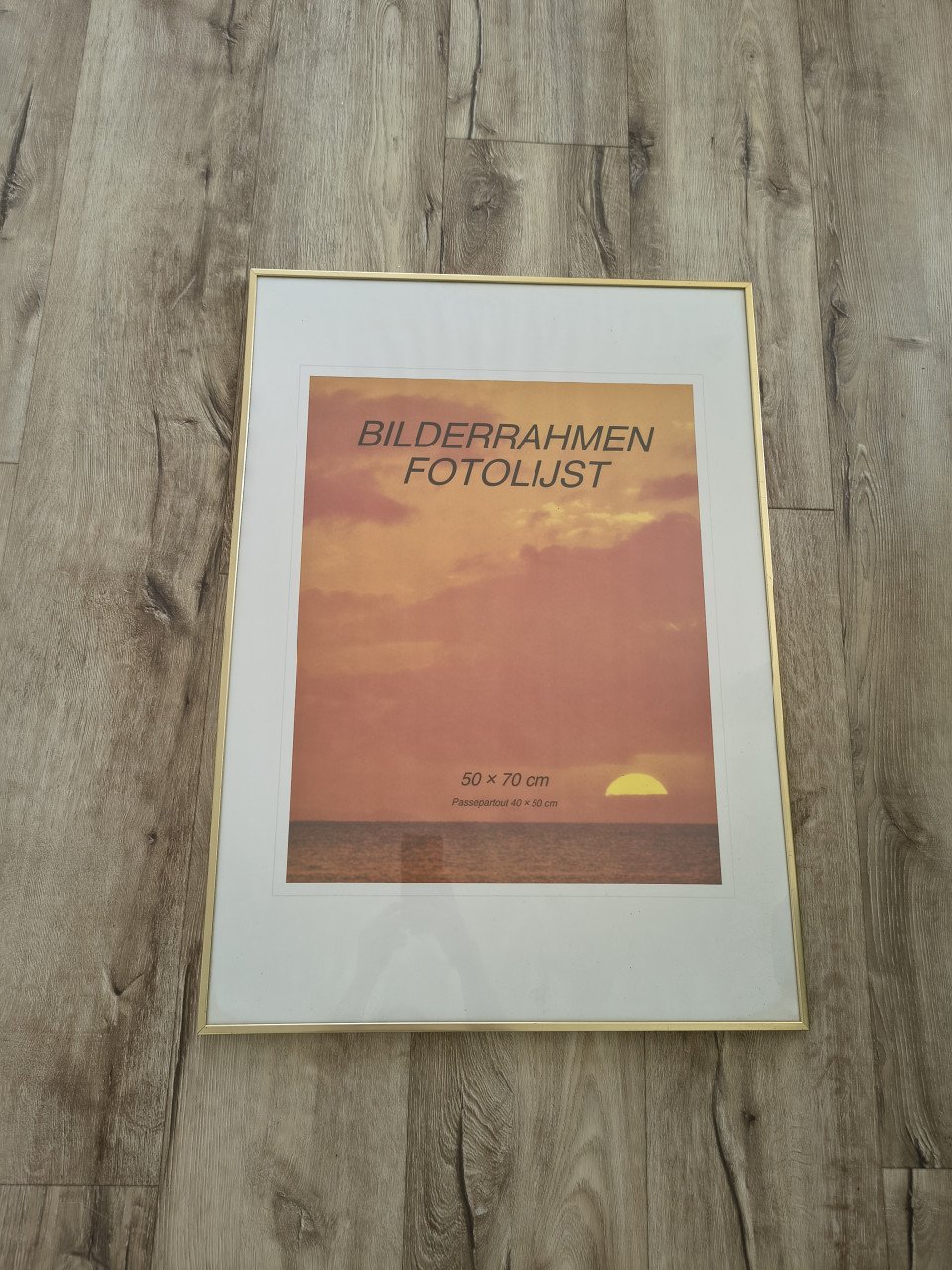 Prachtige, grote passepartout. Gouden lijst, 50 x 70 cm.