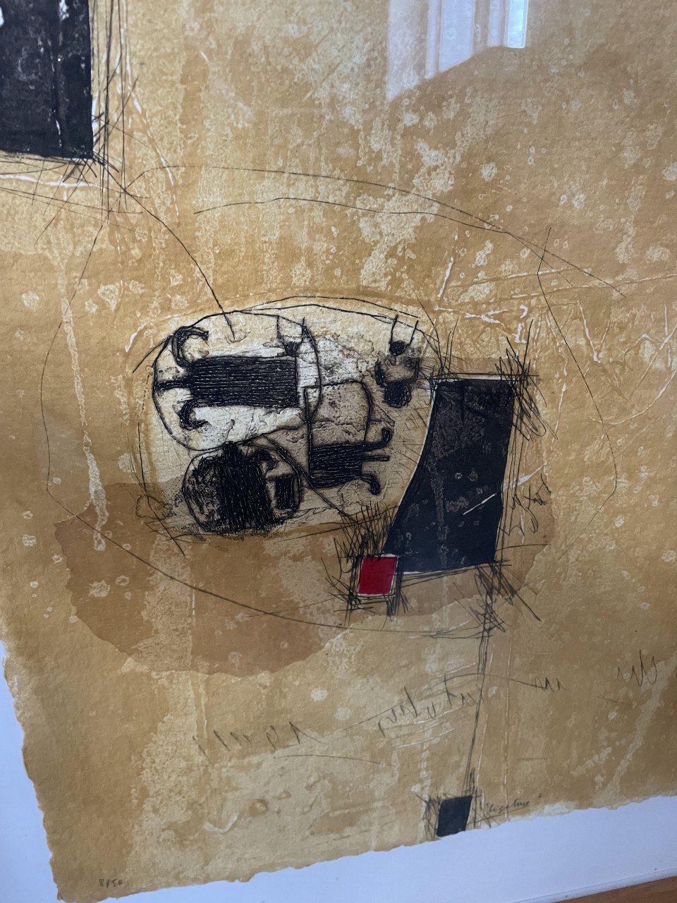 Kunstwerk ets Bernard Remusat Frans abstract