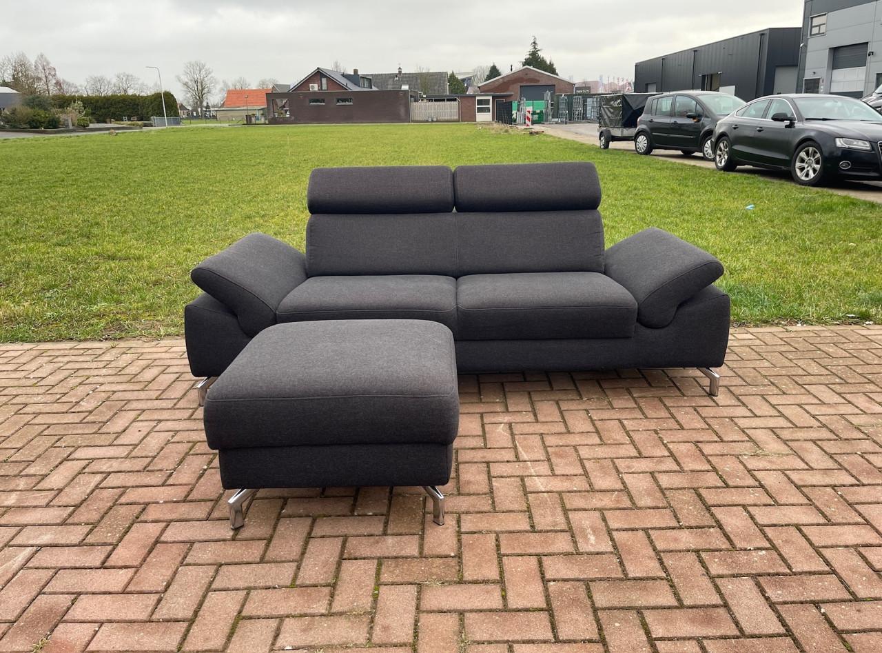 GRATIS LEVERING HEEL NL Montel 3-zits Antraciet Bankstel + Hocker