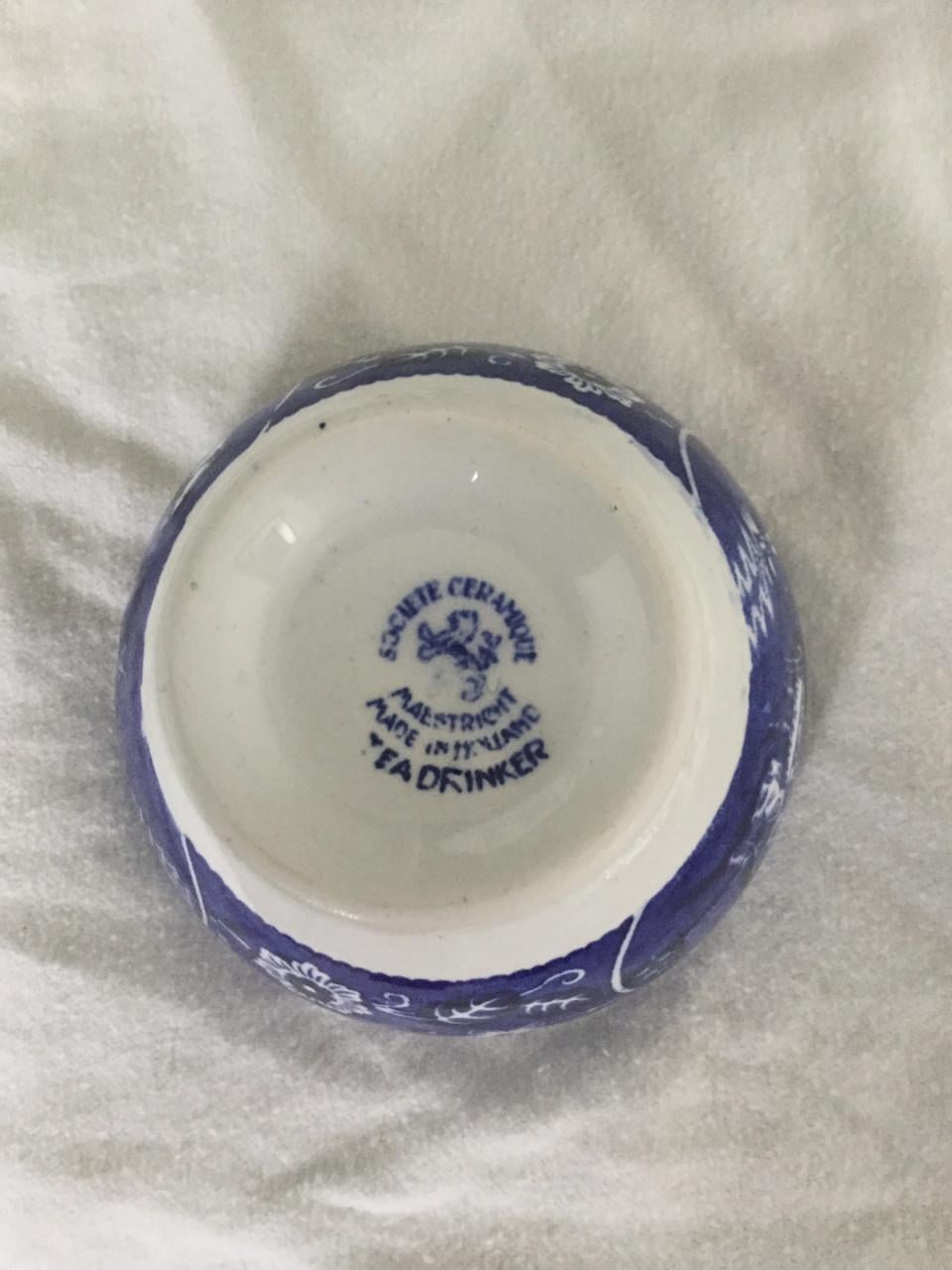 Onbeschadigd, 3 stuks spoelkommen Societe Ceramique Maestricht Tea drinker