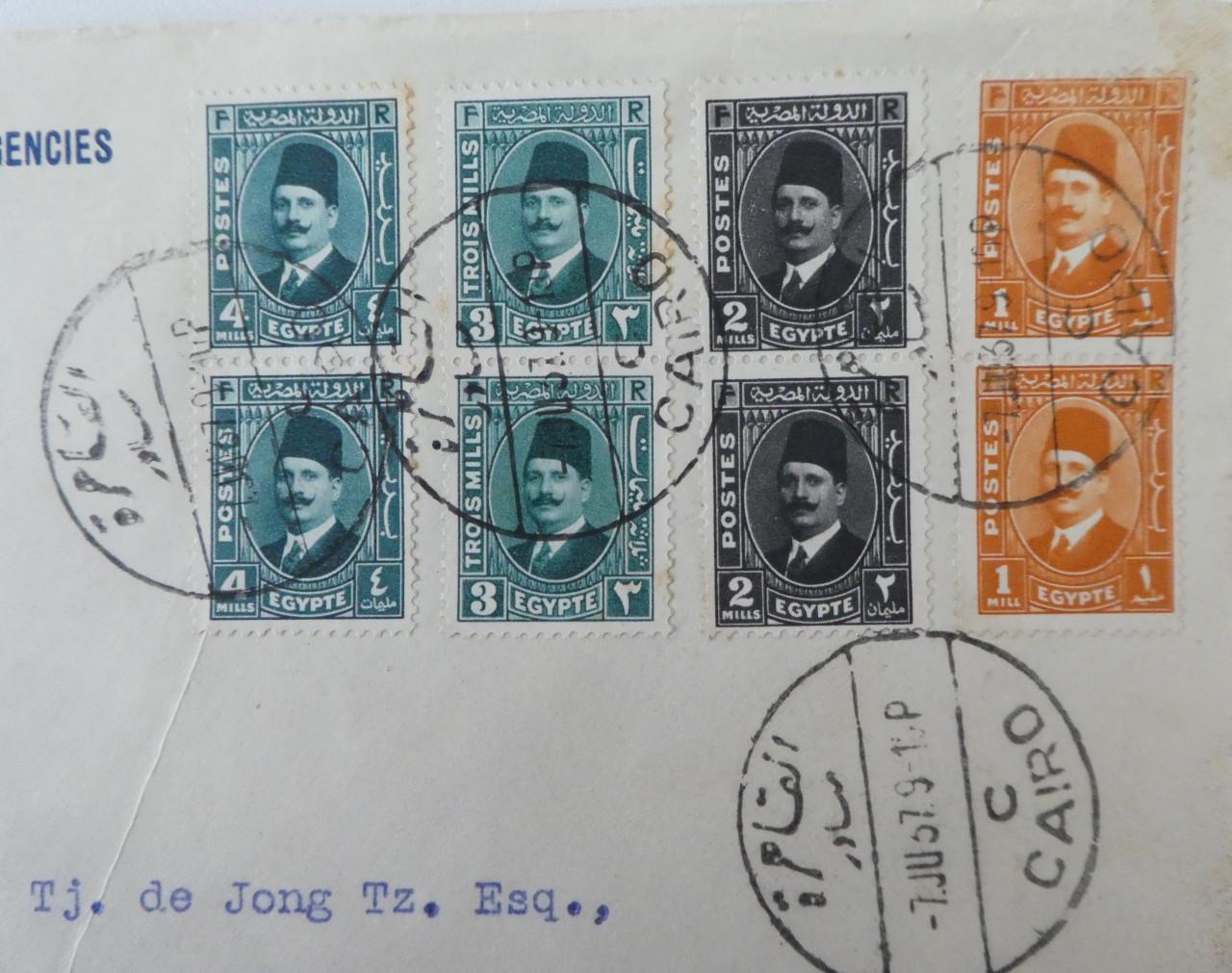 Envelop, 1937 – Neth. Traffic Agencies, Cairo - Rotterdam