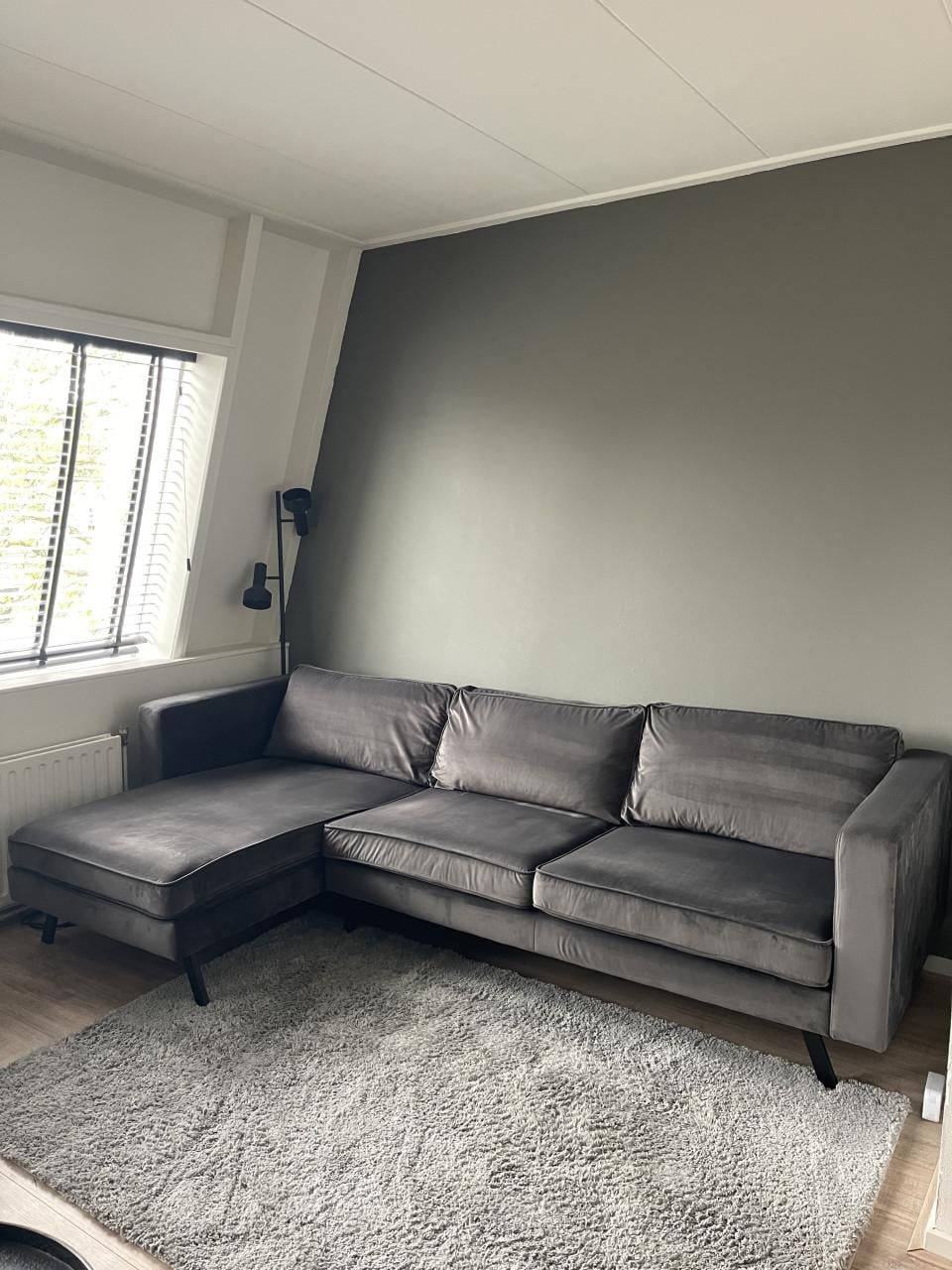 3-zits hoekbank velvet donker grijs