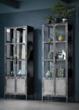Industriële Vitrinekast Carpino (65cm breed) metaal/glas