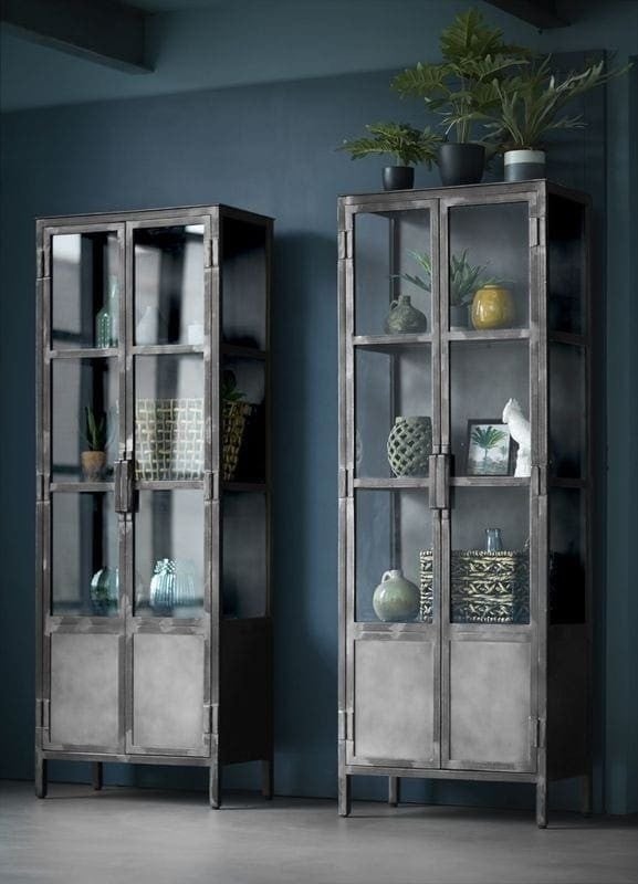 Industriële Vitrinekast Carpino (65cm breed) metaal/glas