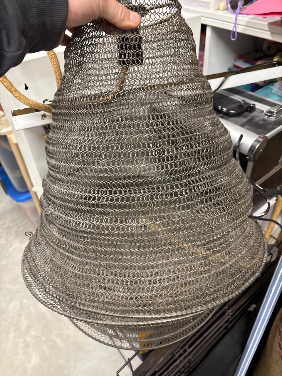 Hanglamp dubbel oude visfuik metaal