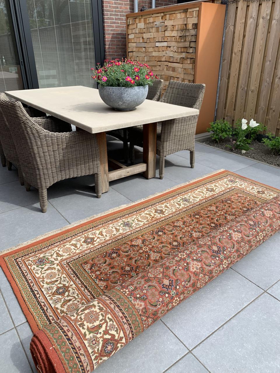 🧡✨Waanzinnig Mooi Handgeknoopt Oranje/Groen Vintage Vloerkleed🧡✨