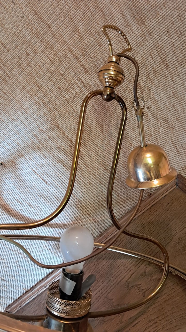 Massive koperen hanglamp zonder kap
