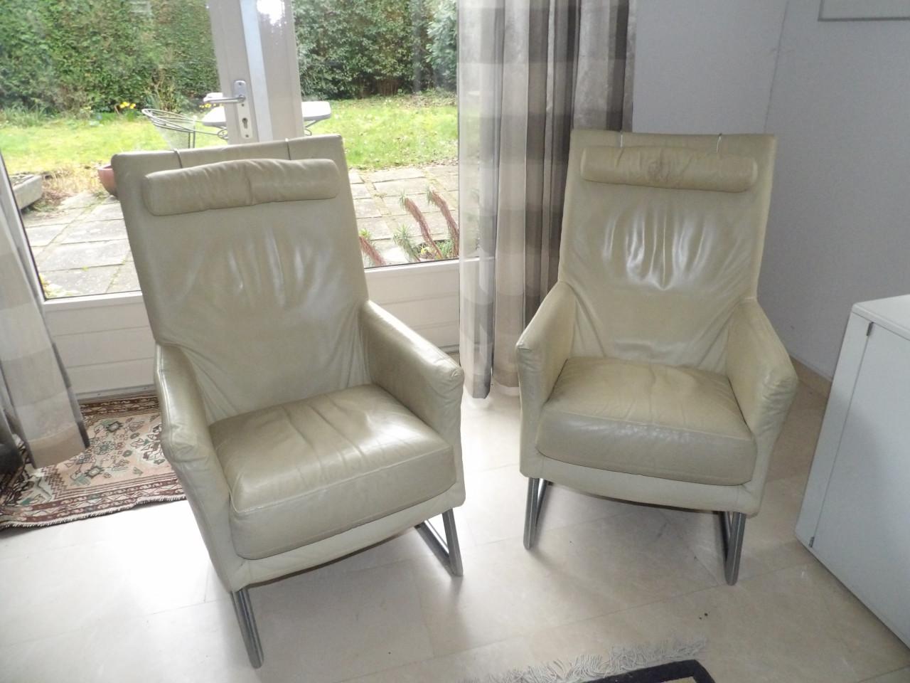 2 Lederen design stoelen
