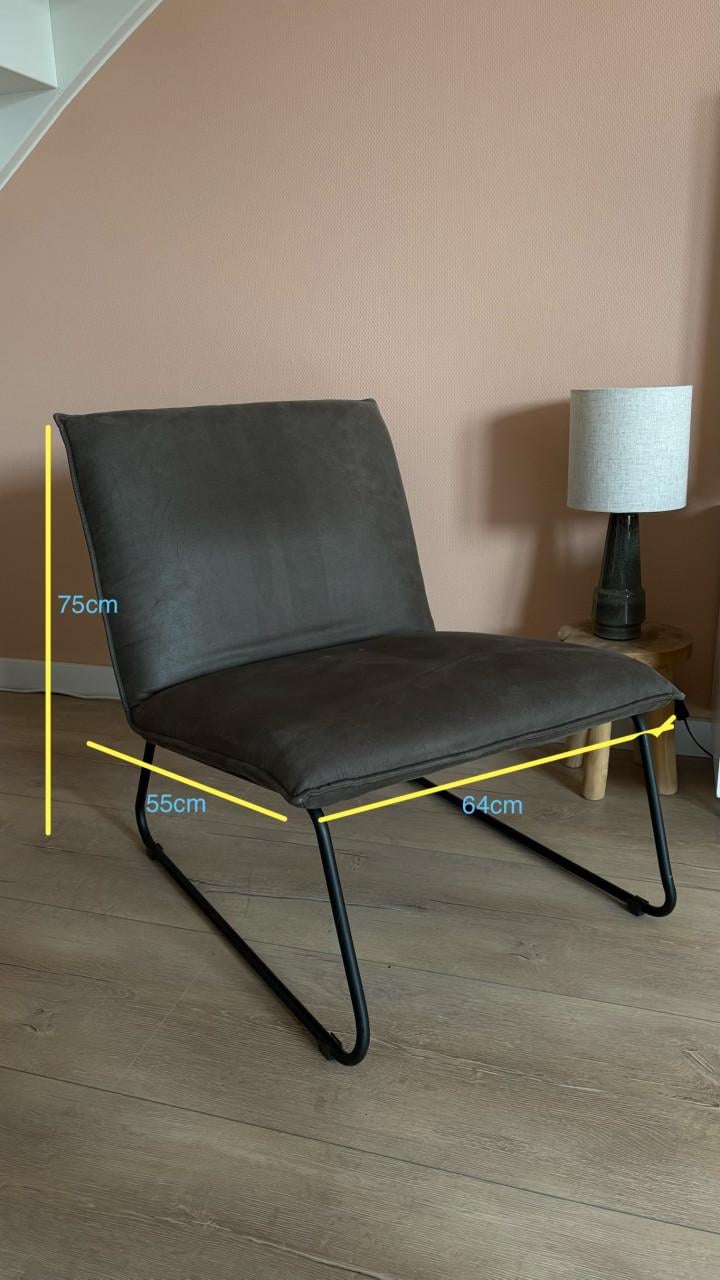 Fauteuil antraciet met metalen frame