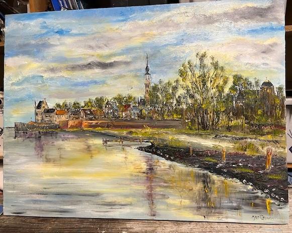 Veere  olie verf 60 x 80 cm  doek Jac Caljouw Arnemuiden