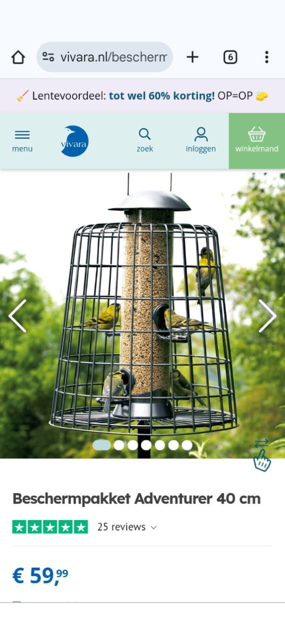 VOERKOOI VOOR VOGELS voor buiten met opvangbak en voer.
