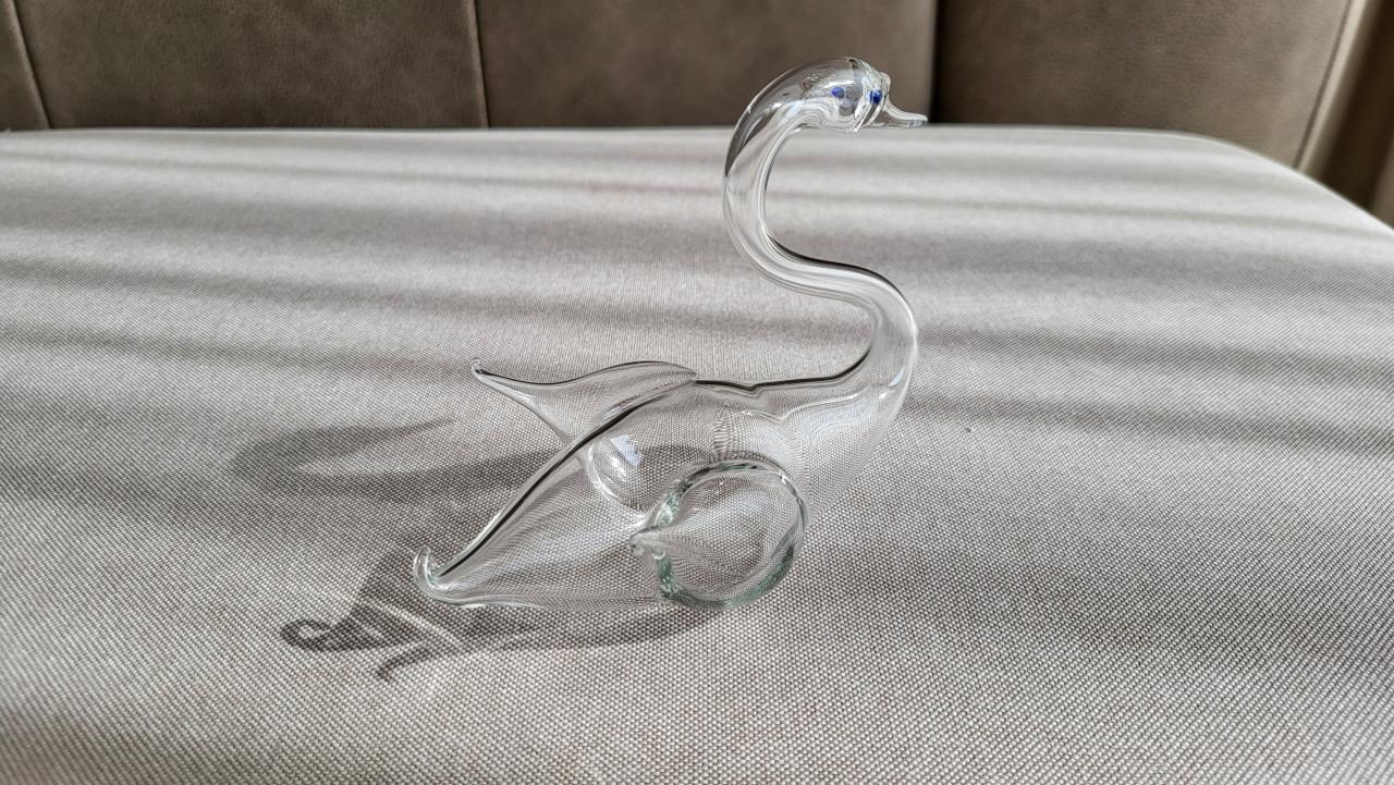 Beeldje zwaan mondgeblazen glas 12 x 8 x 11 cm